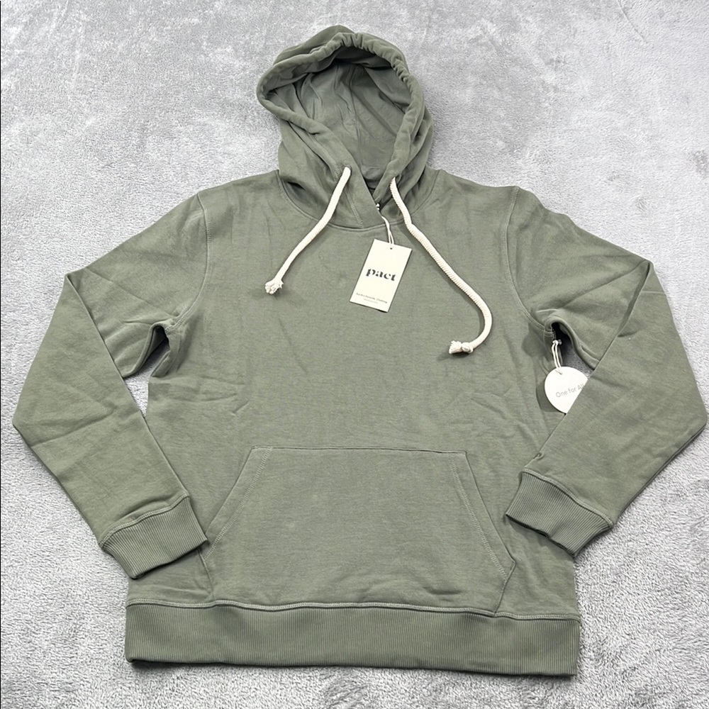 NEW PACT S 100% Organic Cotton Unisex One For All Full Zip Caper Light Green Pul